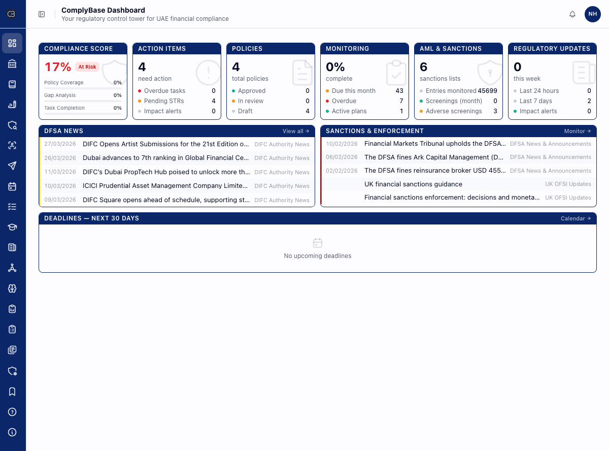 ComplyBase Dashboard