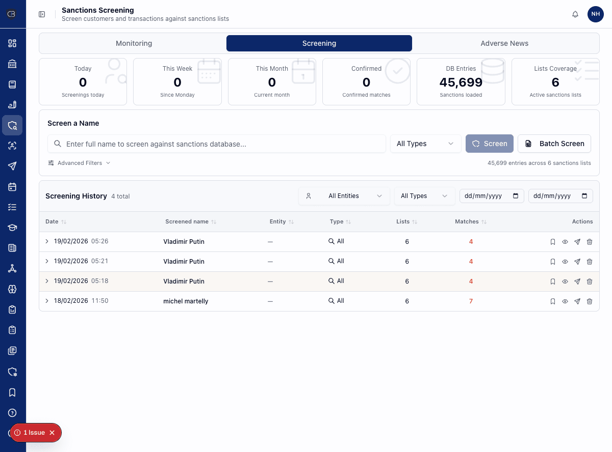 Seven lists, one pass, full audit trail - primary